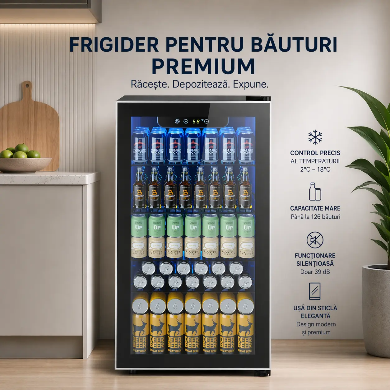 Mini frigider vin și băuturi 90 L ușă sticlă, imagine 1